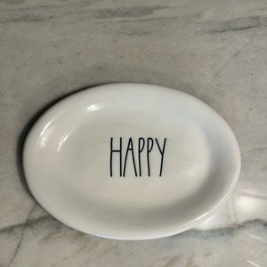 Authentic Rae Dunn small plate with the saying HAPPY